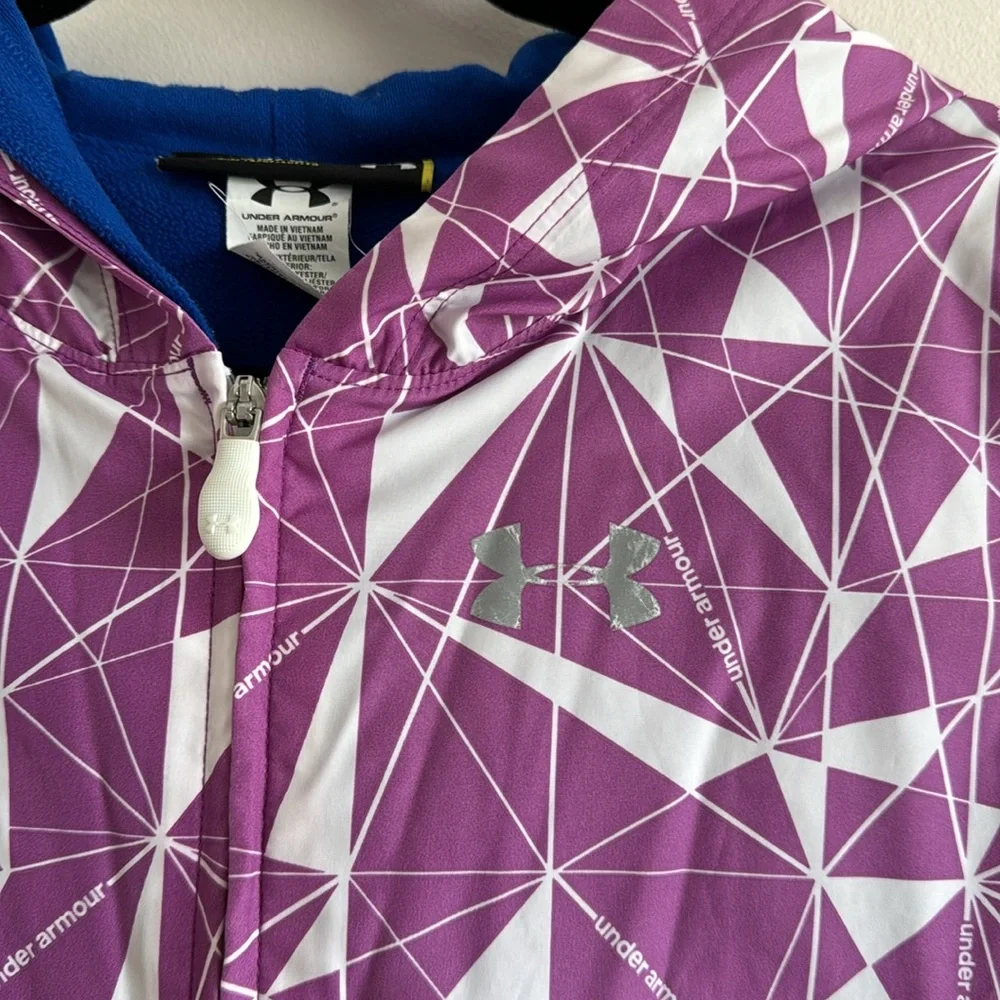 Under Armour Purple & White Geometric Kids Hooded Jacket - Picture 2 of 6